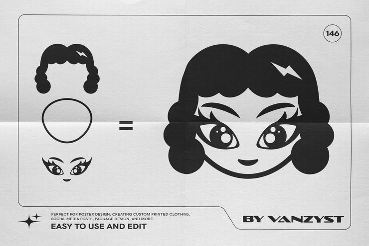 Y2K 327 Characters Halftones Shapes