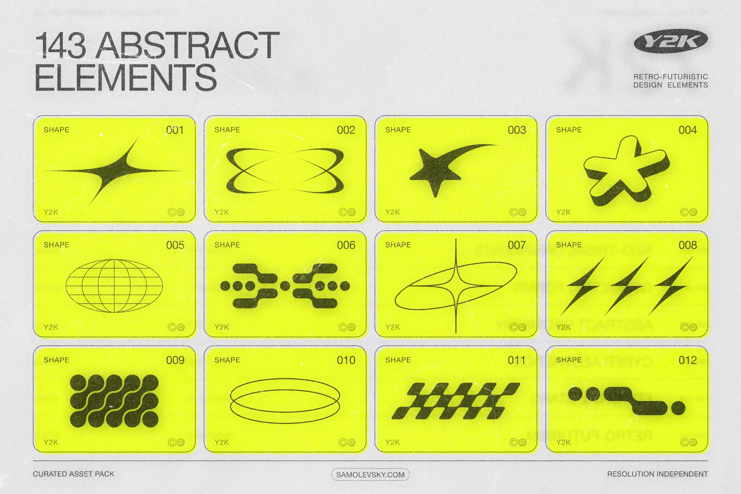 190 Y2K Vector Shapes and Design Elements Pack Vol. 2