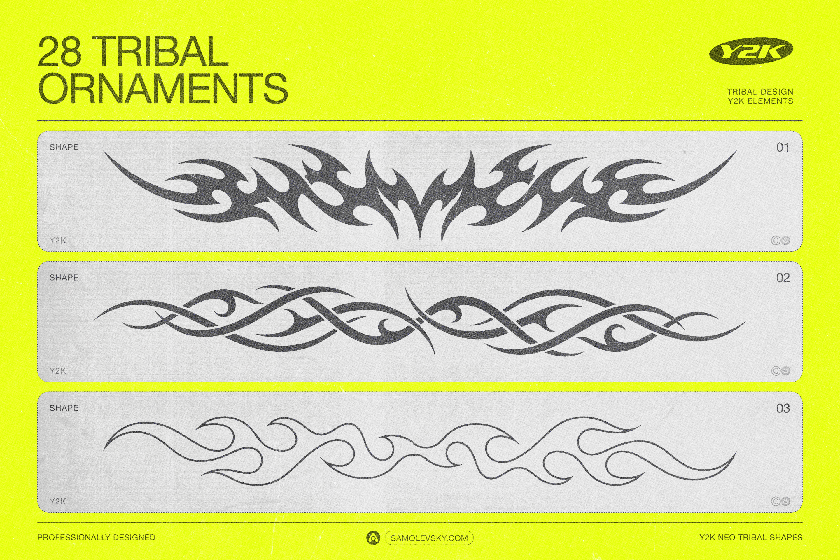 190 Y2K Vector Shapes and Design Elements Pack Vol. 2