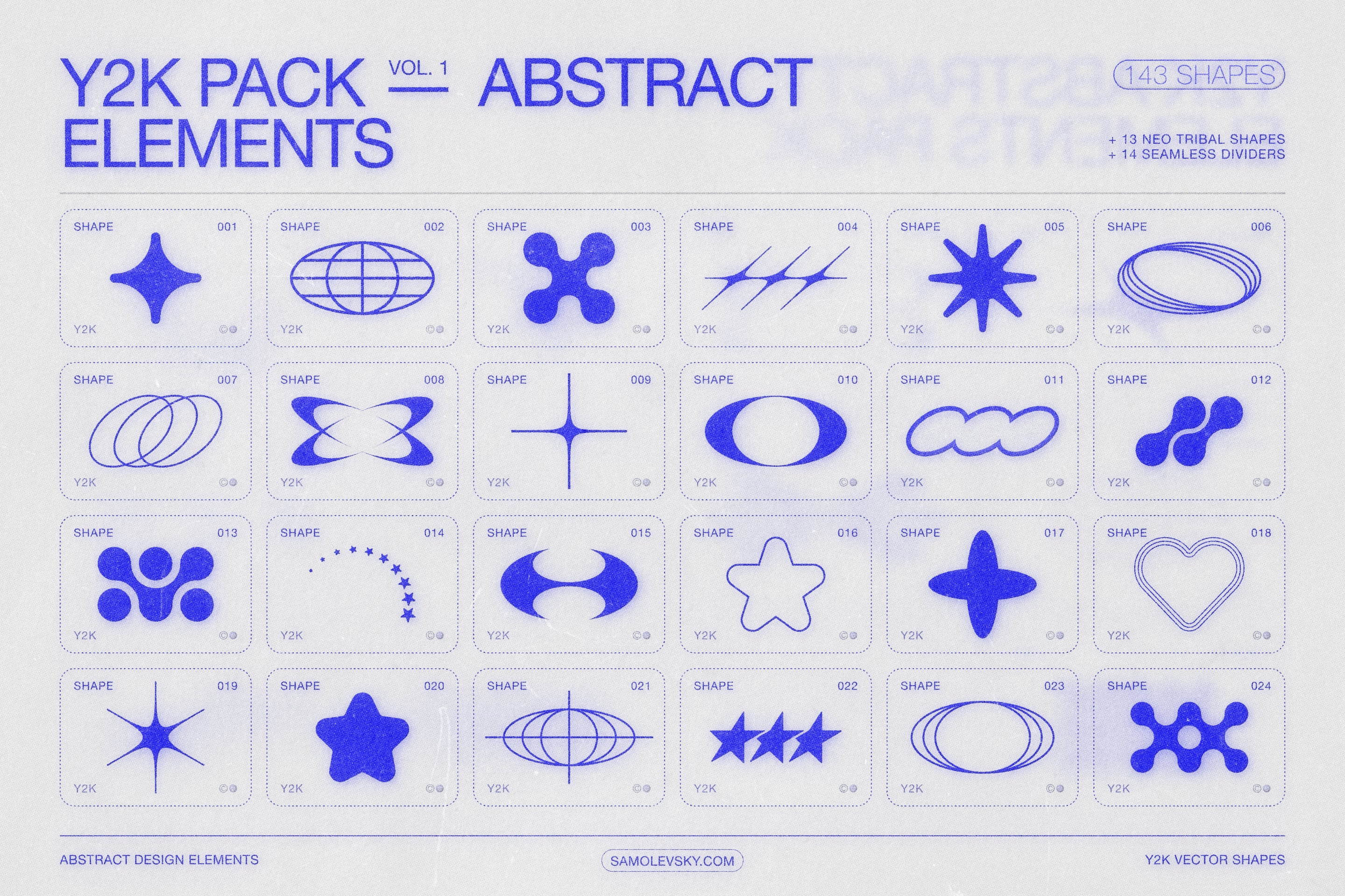 170 Y2K Vector Shapes and Design Elements Pack Vol. 1