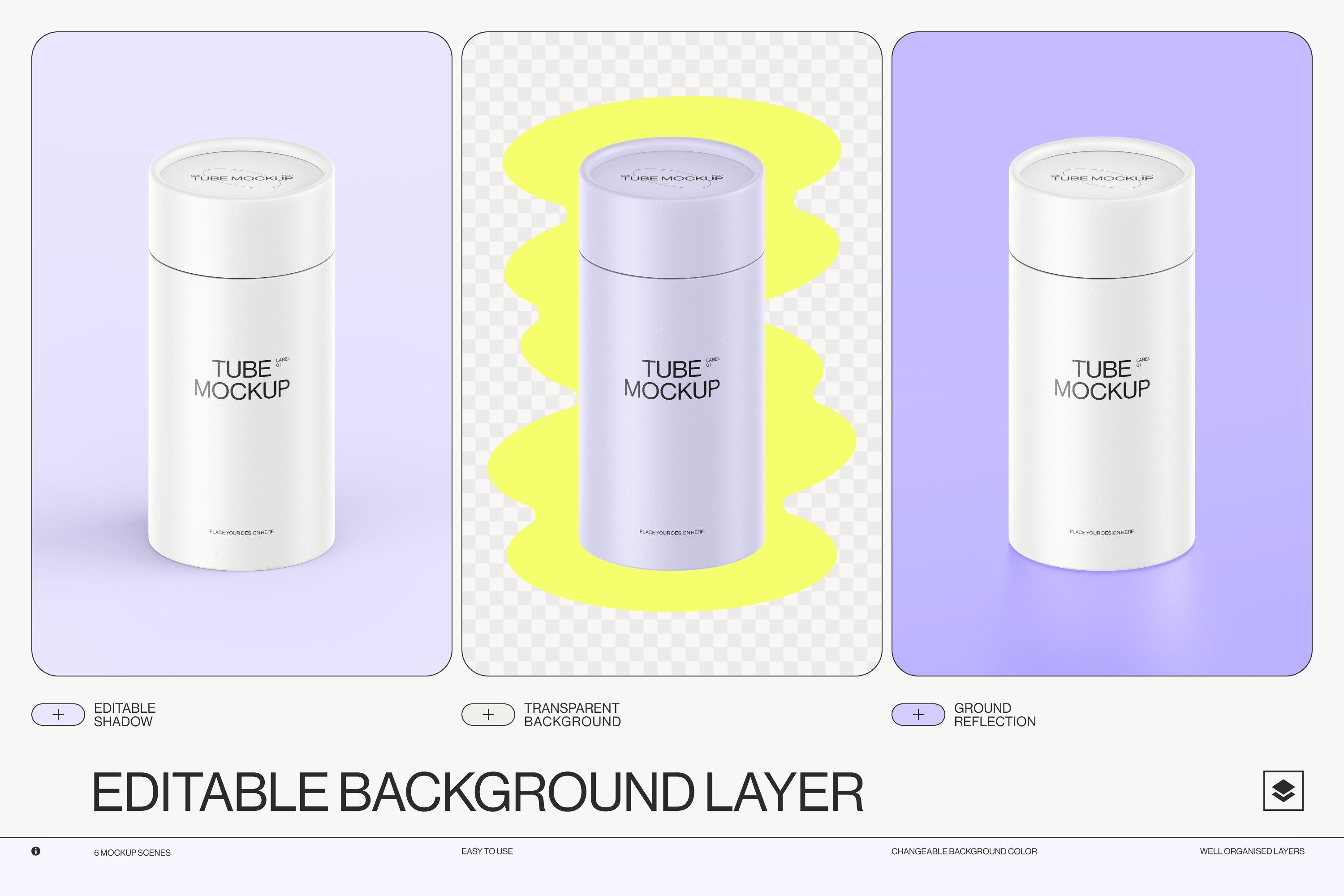 Paper Tube Package Mockup Set 1