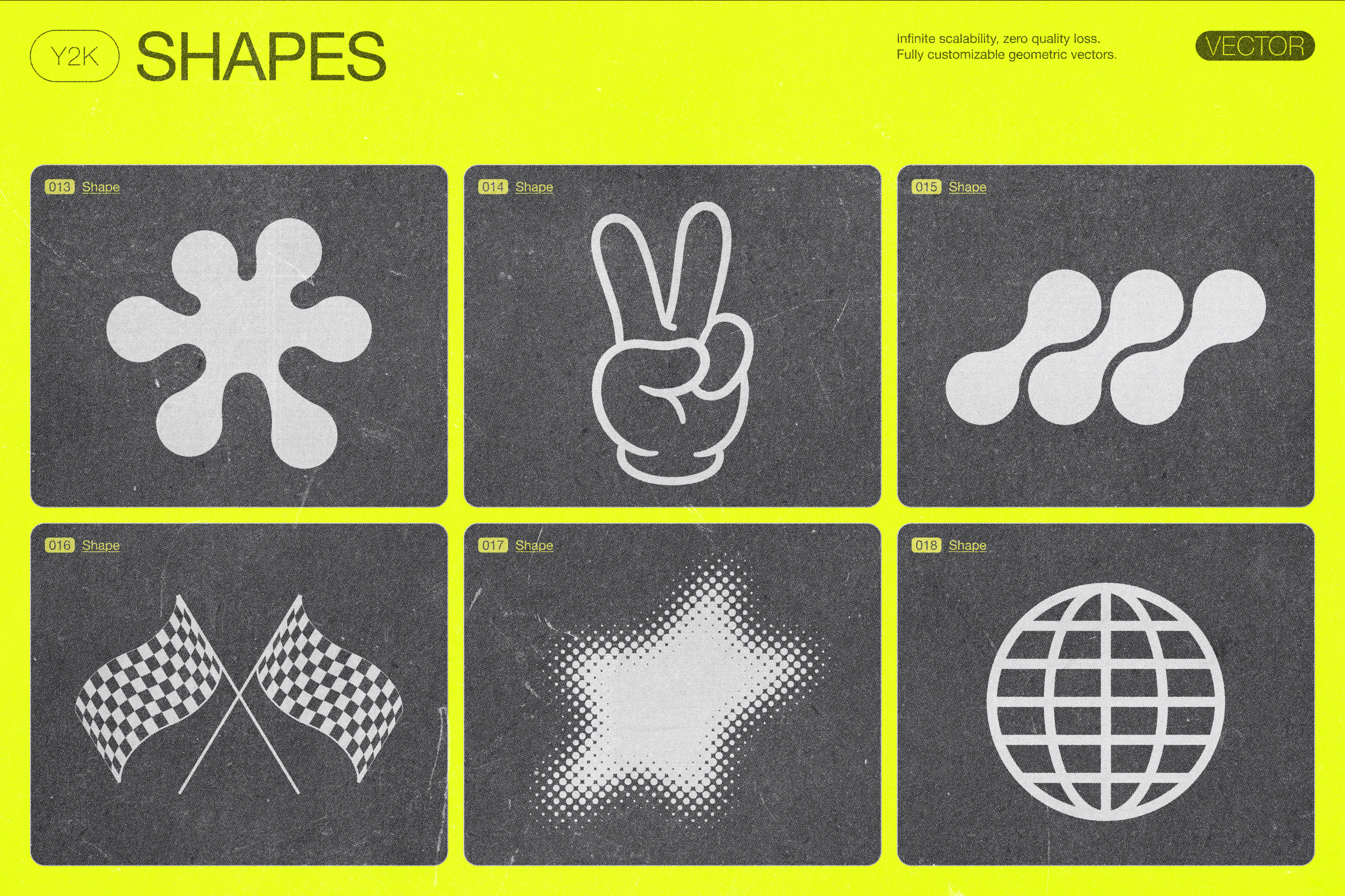 190 Y2K Vector Shapes and Design Elements Pack Vol. 2