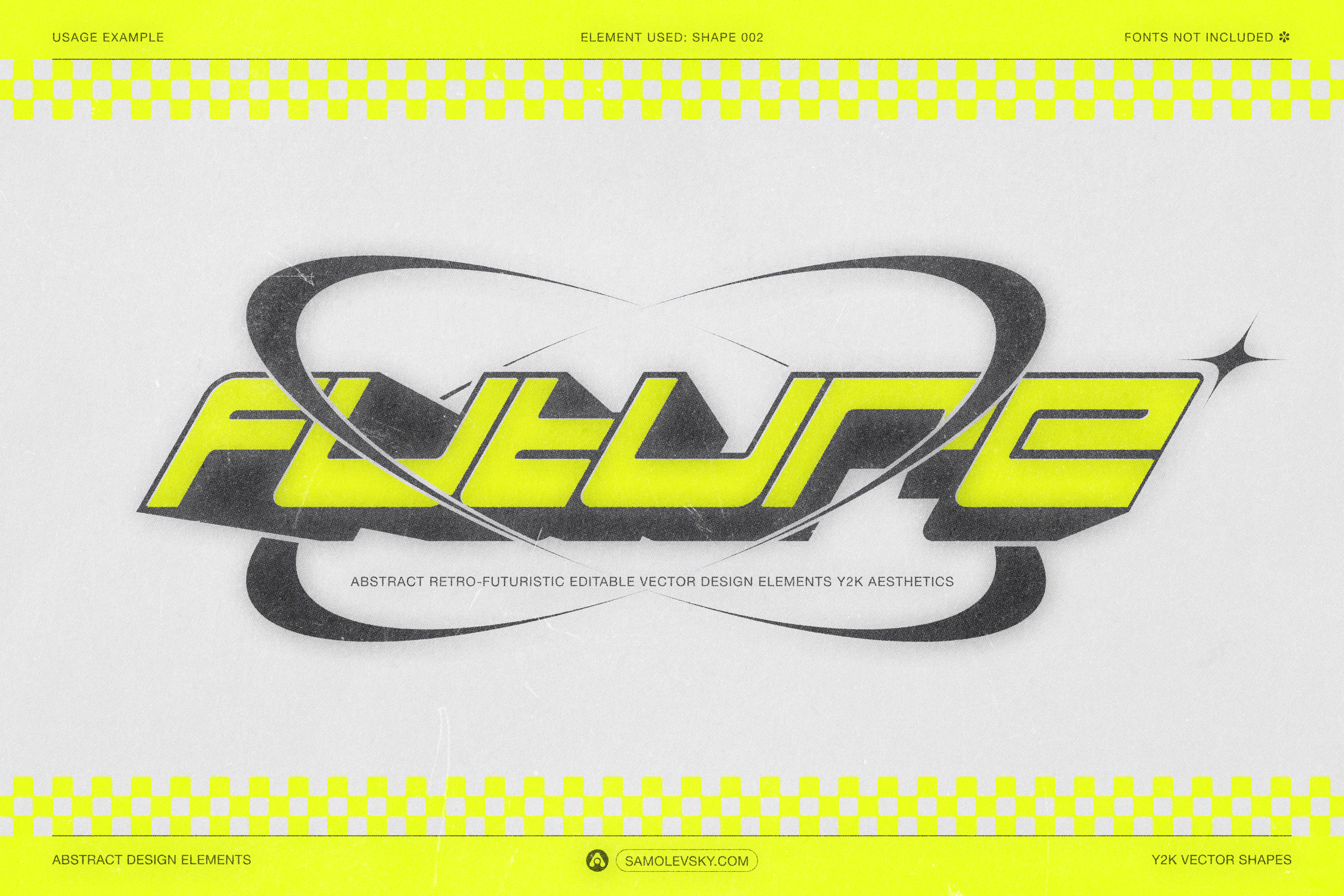 190 Y2K Vector Shapes and Design Elements Pack Vol. 2
