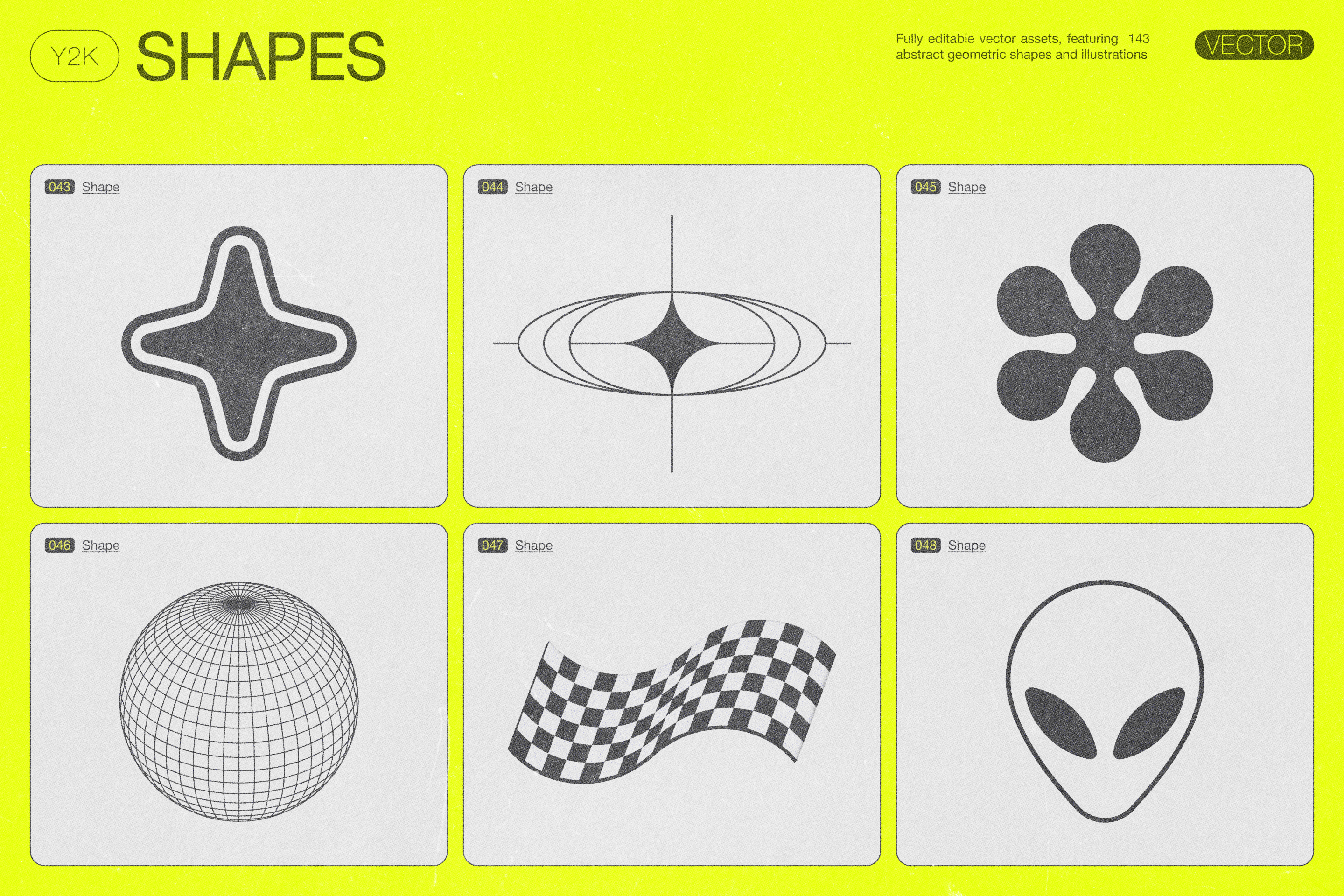 190 Y2K Vector Shapes and Design Elements Pack Vol. 2
