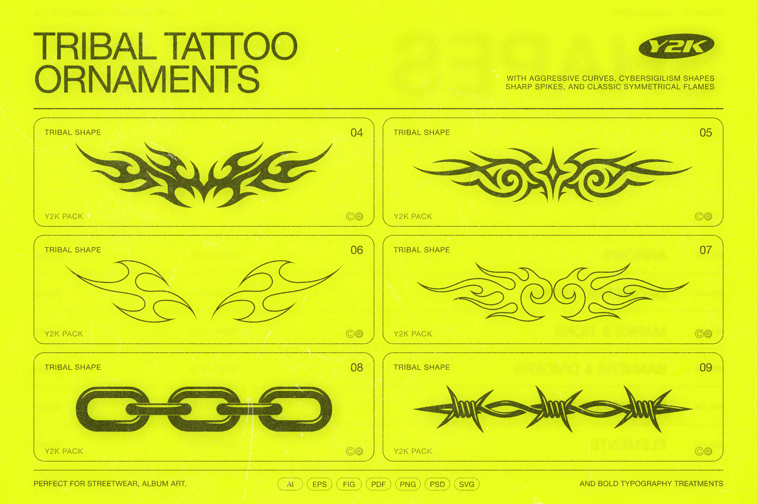 190 Y2K Vector Shapes and Design Elements Pack Vol. 2
