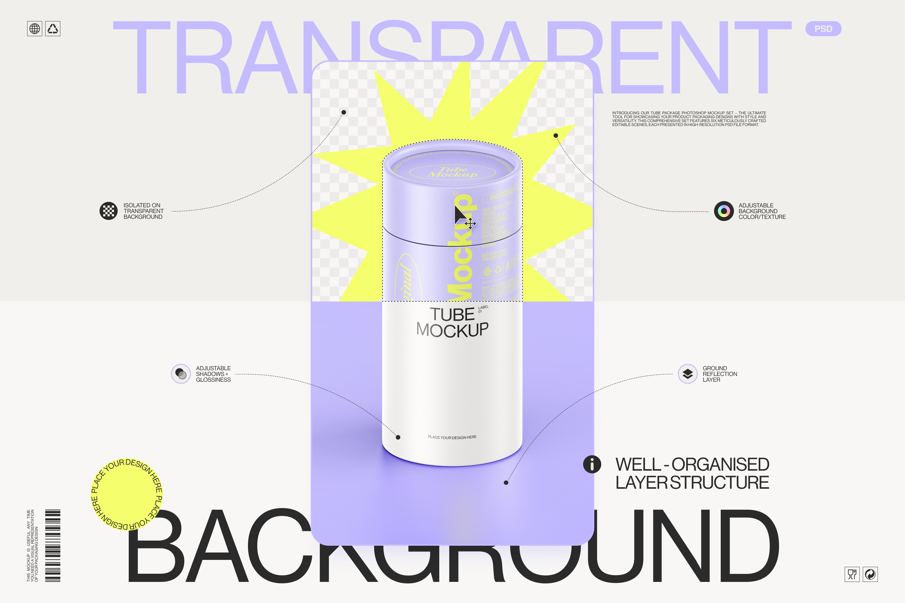 Paper Tube Package Mockup Set 1