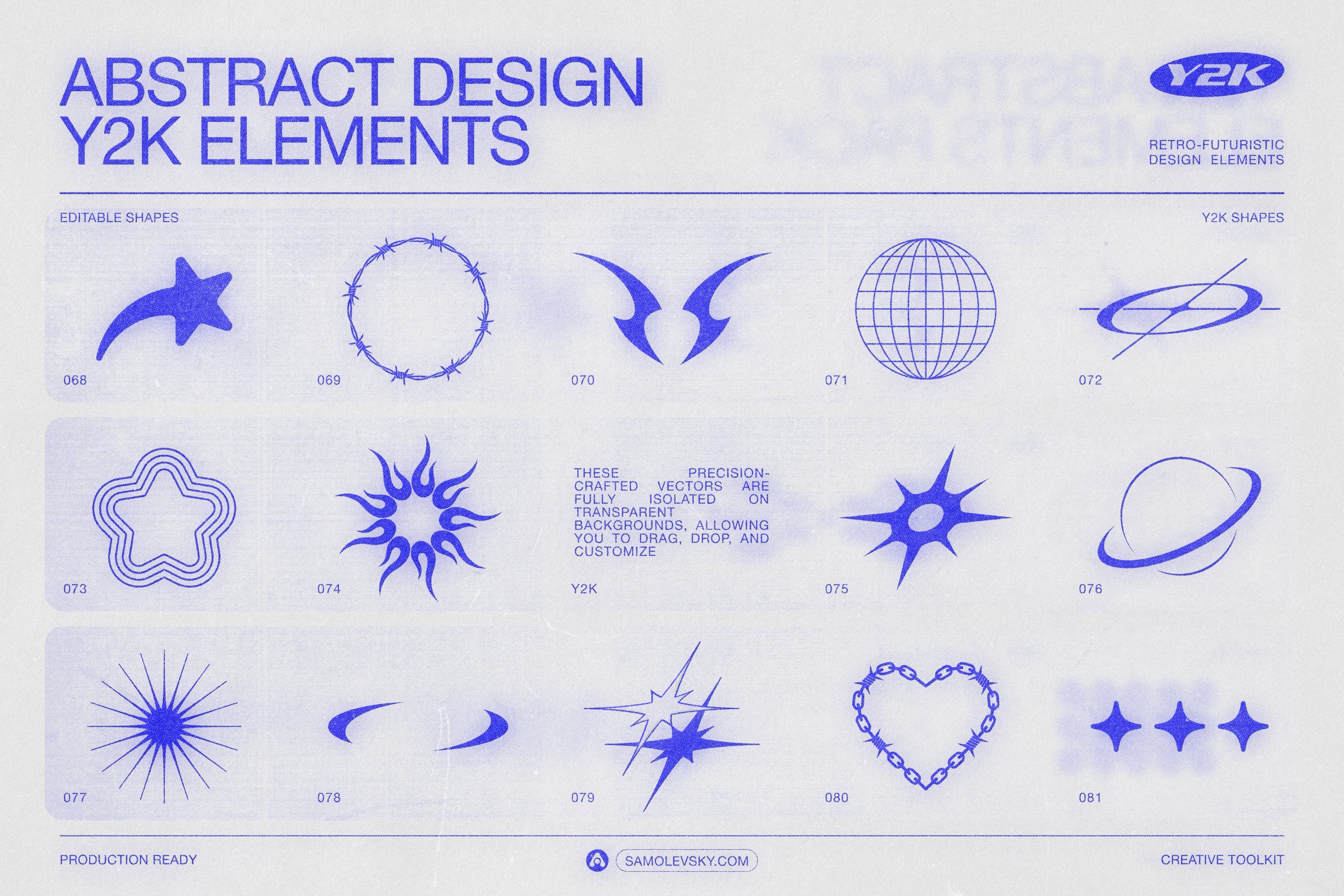 170 Y2K Vector Shapes and Design Elements Pack Vol. 1