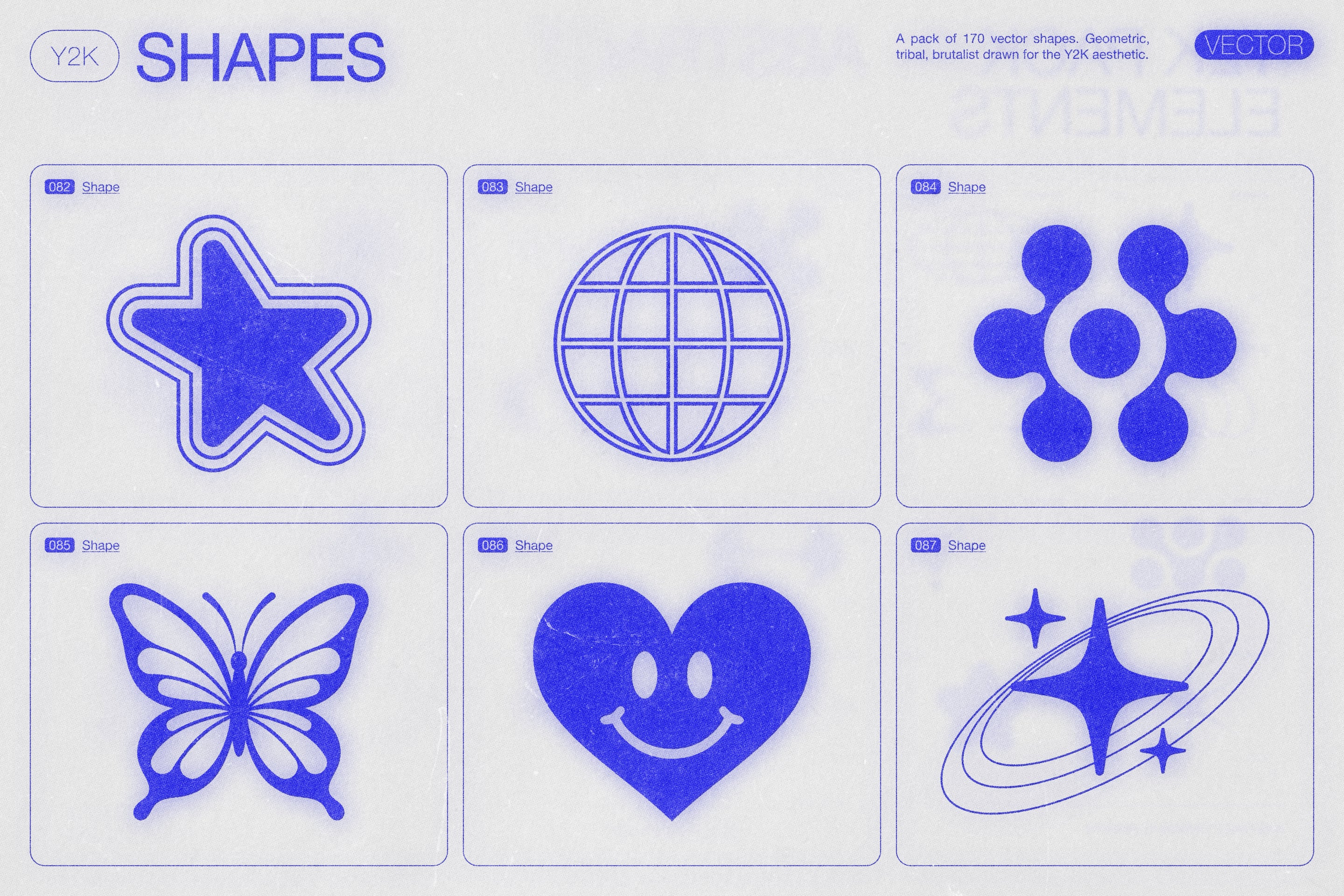 170 Y2K Vector Shapes and Design Elements Pack Vol. 1