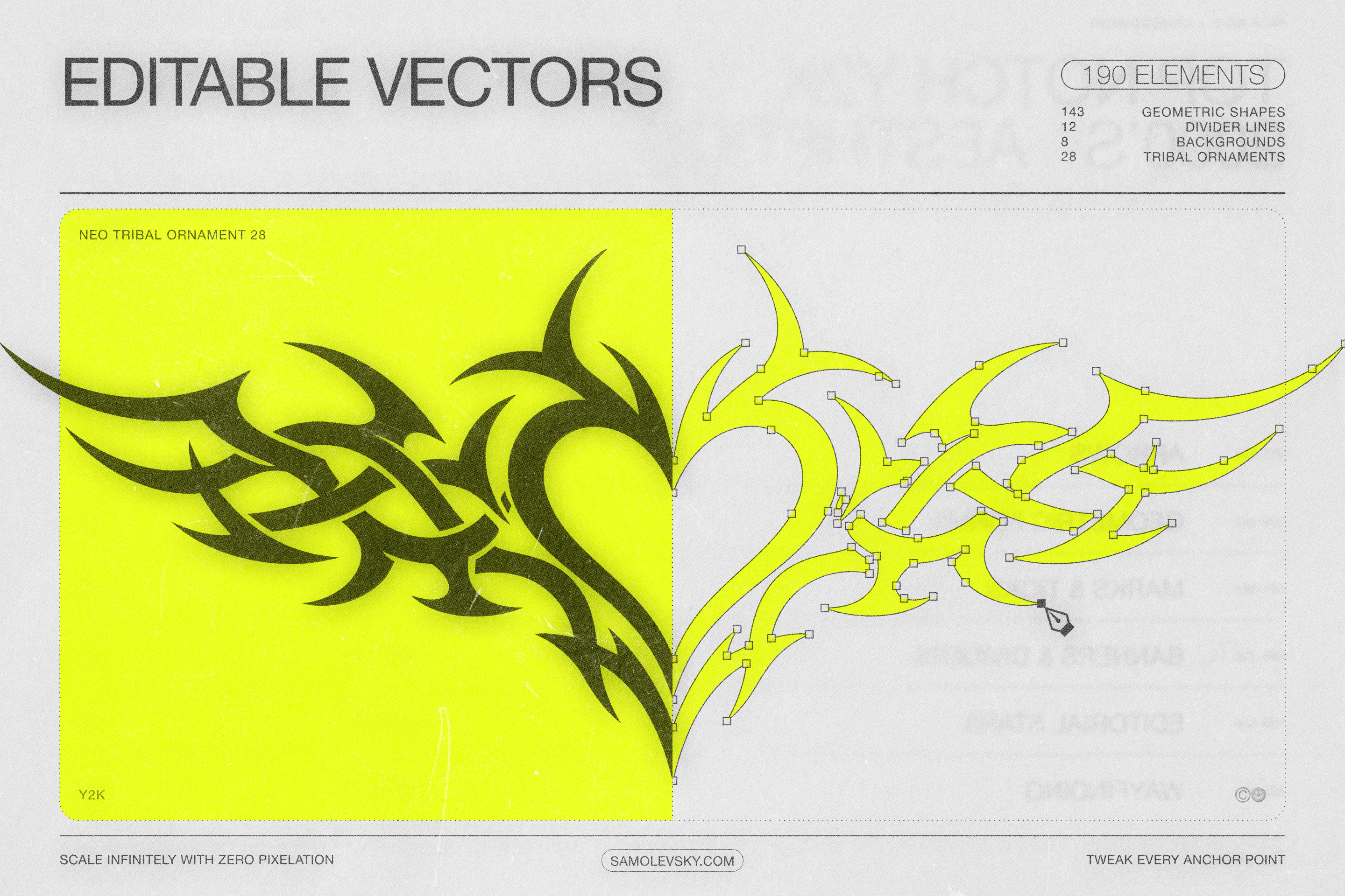 190 Y2K Vector Shapes and Design Elements Pack Vol. 2