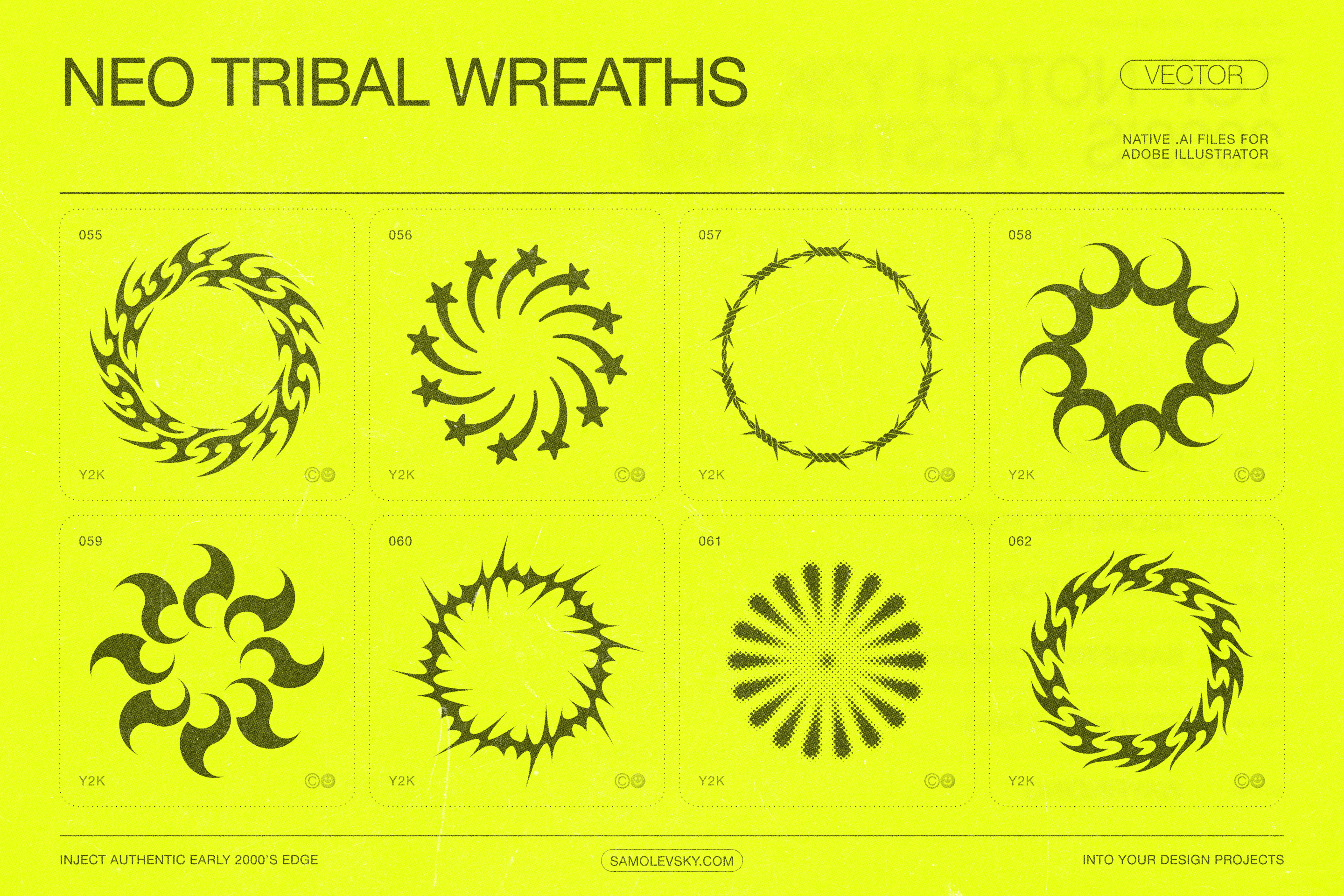 190 Y2K Vector Shapes and Design Elements Pack Vol. 2