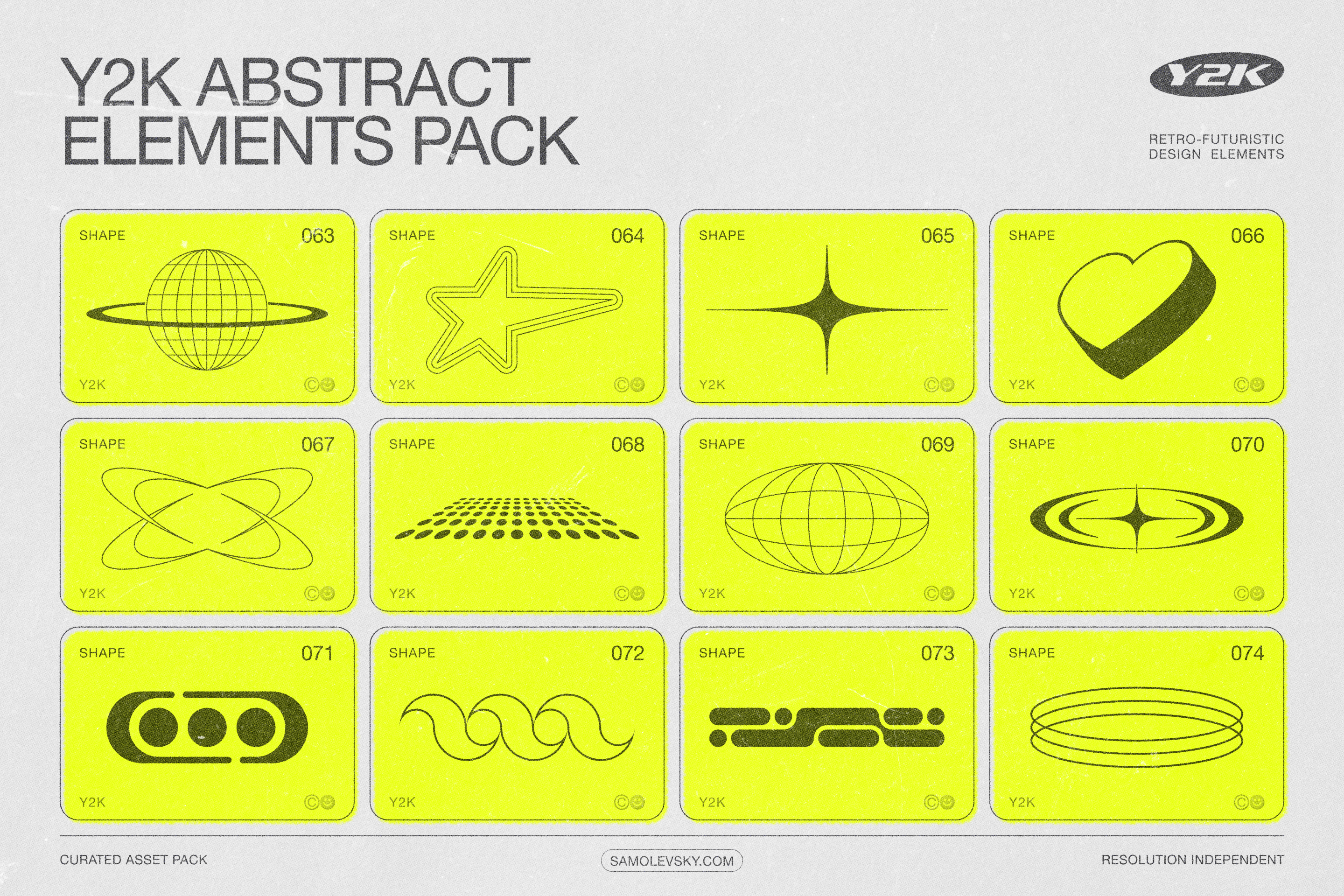 190 Y2K Vector Shapes and Design Elements Pack Vol. 2