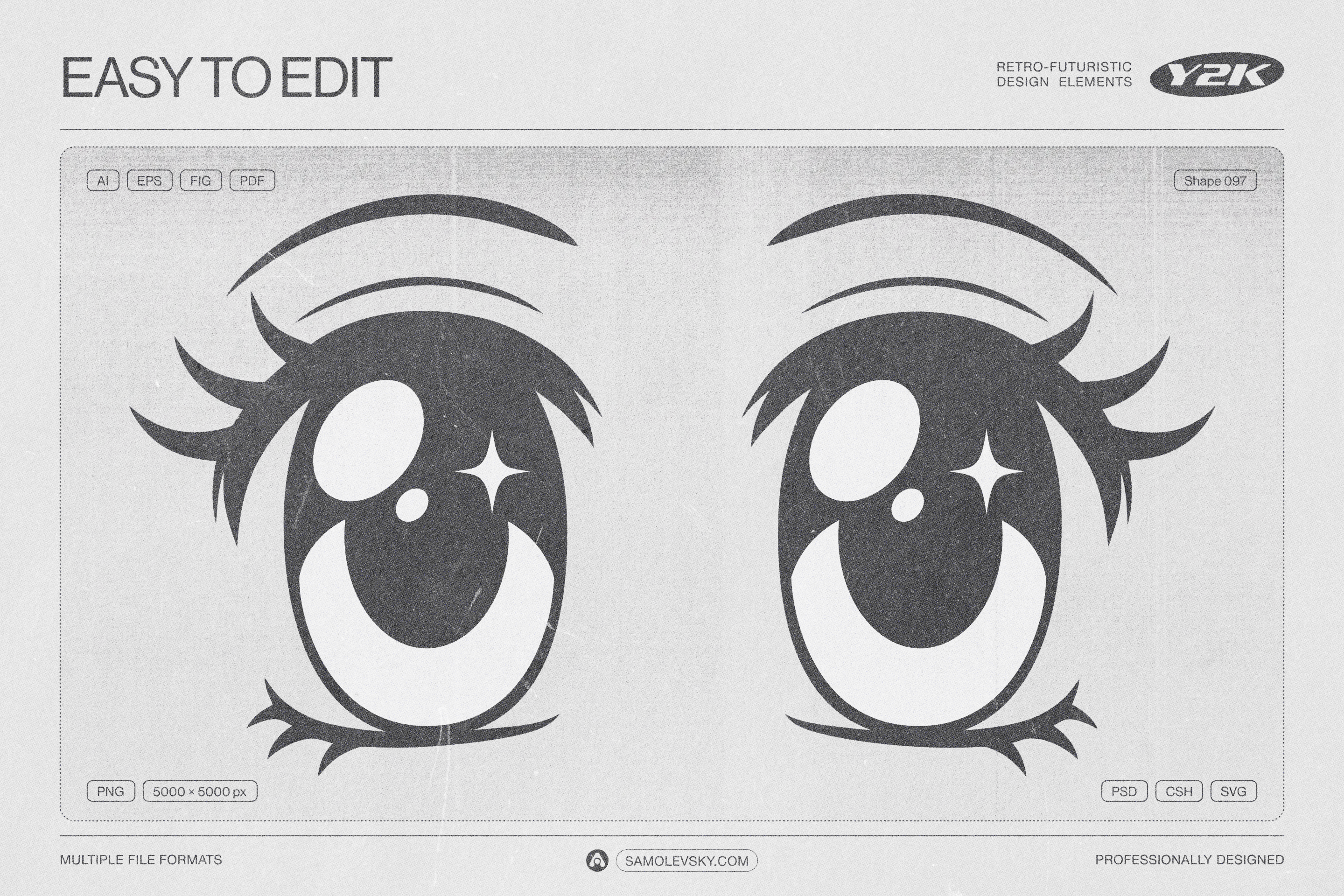 190 Y2K Vector Shapes and Design Elements Pack Vol. 2
