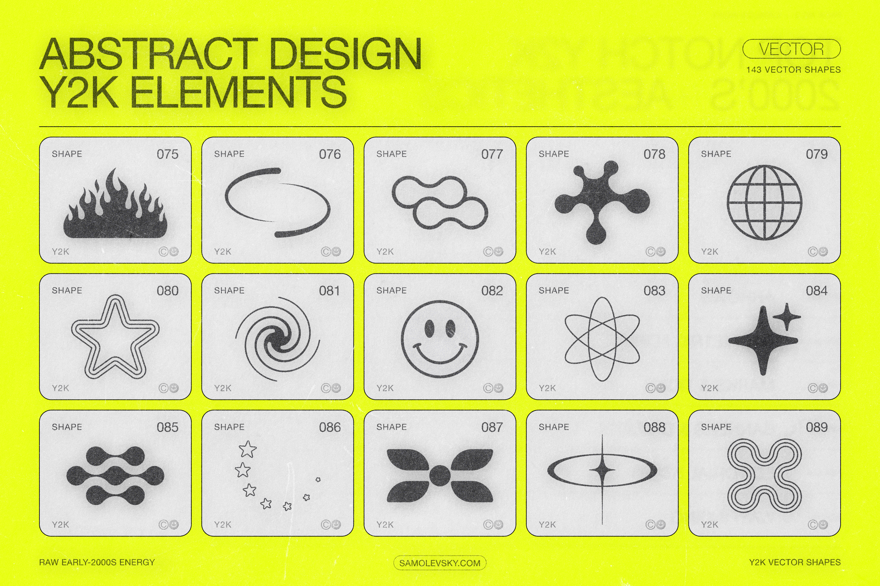190 Y2K Vector Shapes and Design Elements Pack Vol. 2