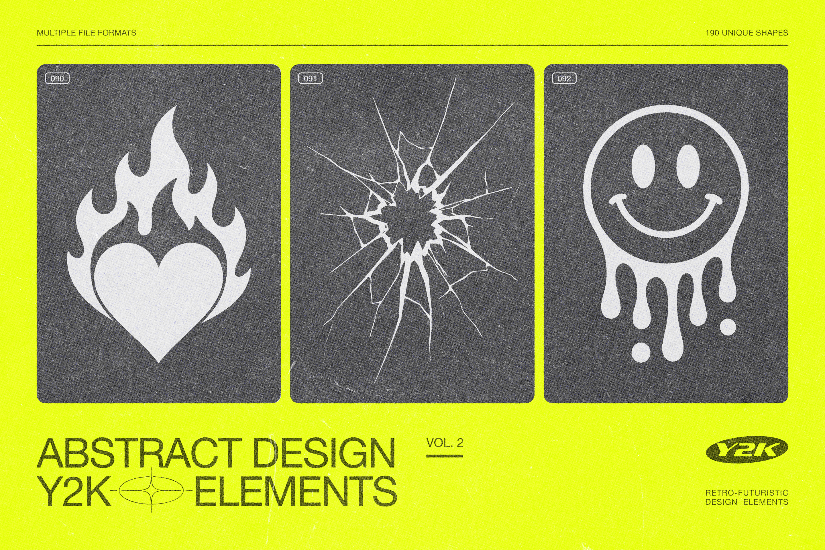 190 Y2K Vector Shapes and Design Elements Pack Vol. 2
