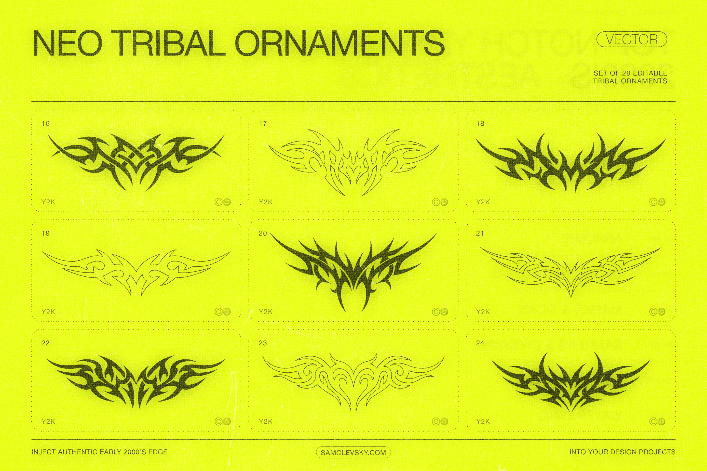 190 Y2K Vector Shapes and Design Elements Pack Vol. 2
