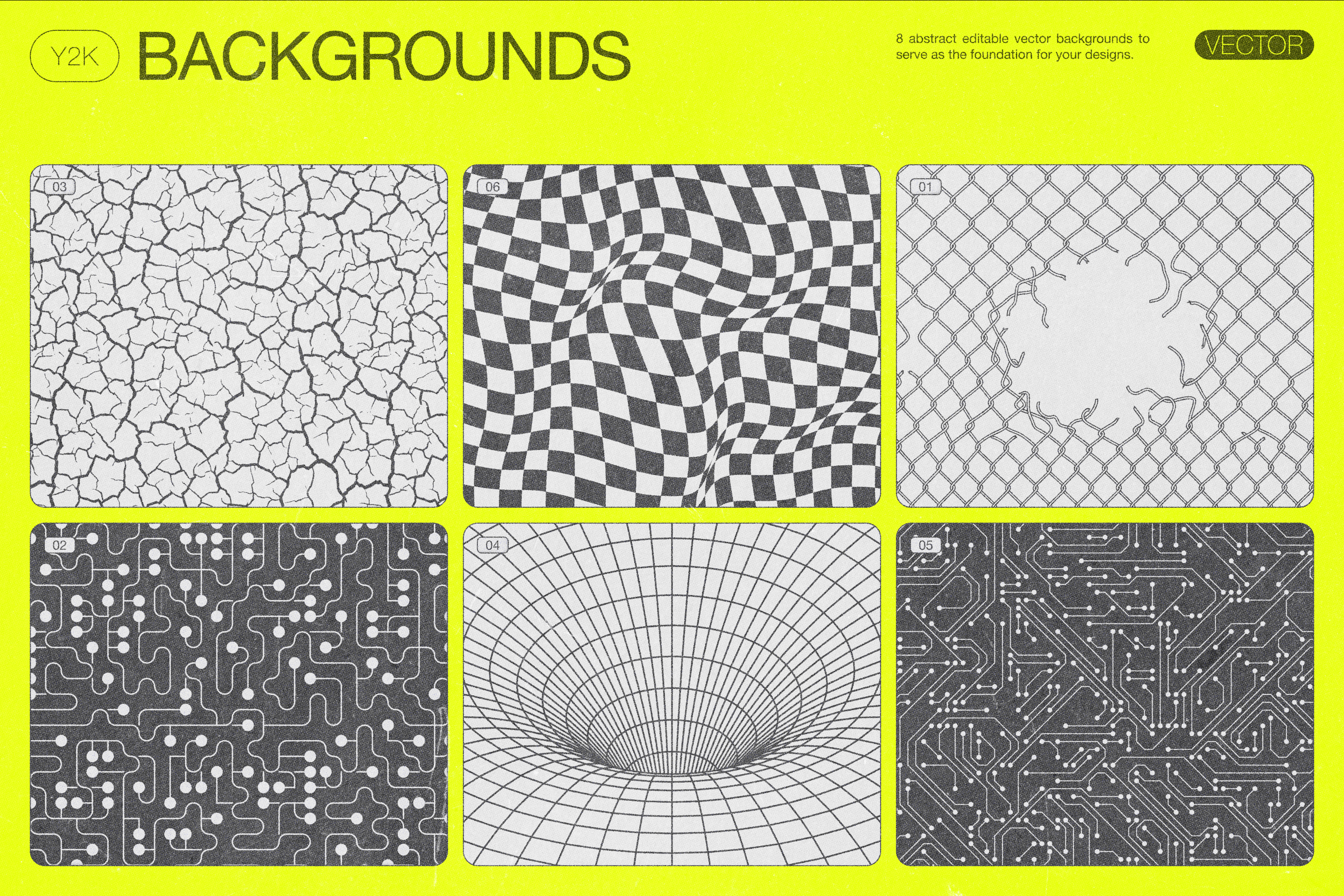 190 Y2K Vector Shapes and Design Elements Pack Vol. 2