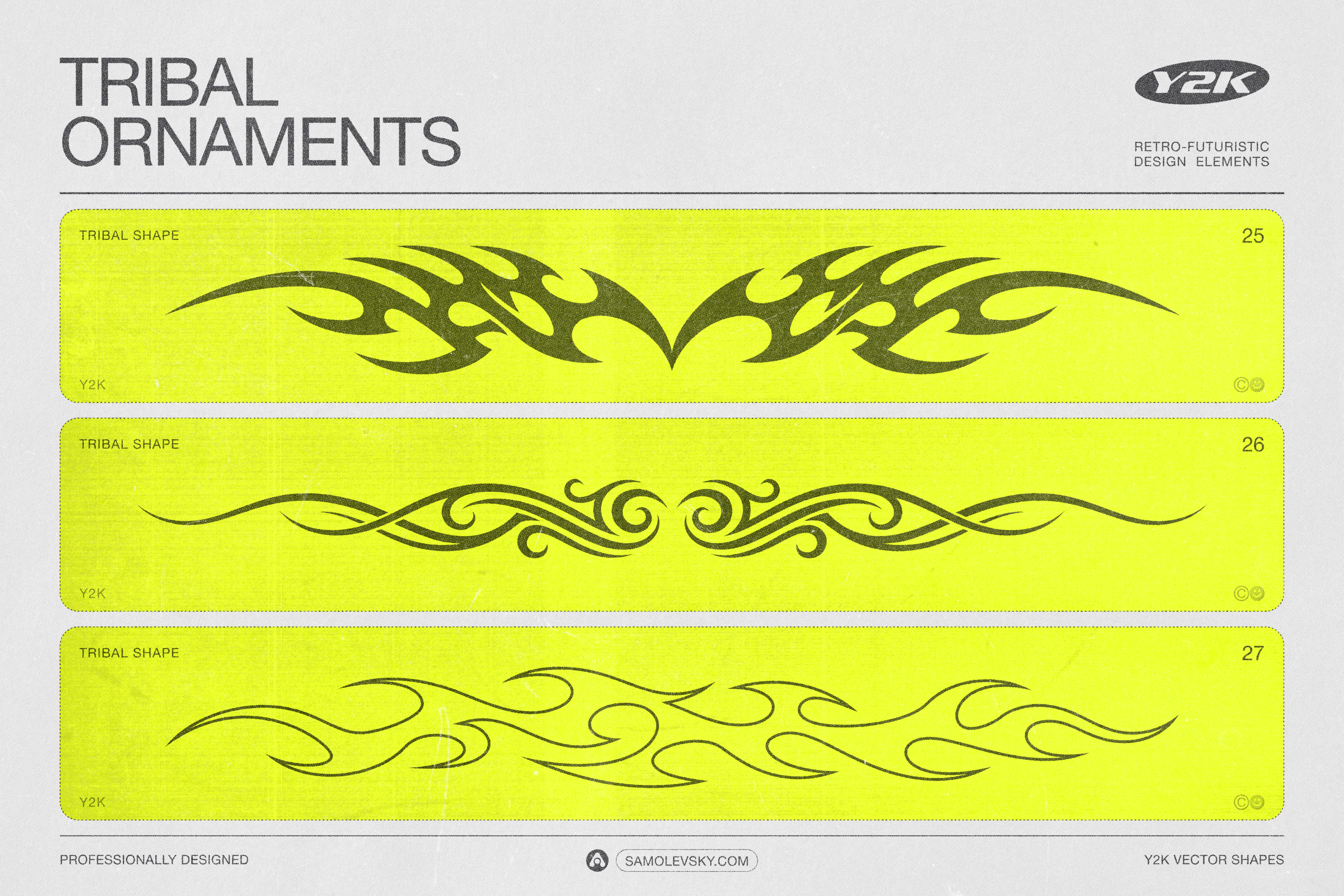 190 Y2K Vector Shapes and Design Elements Pack Vol. 2