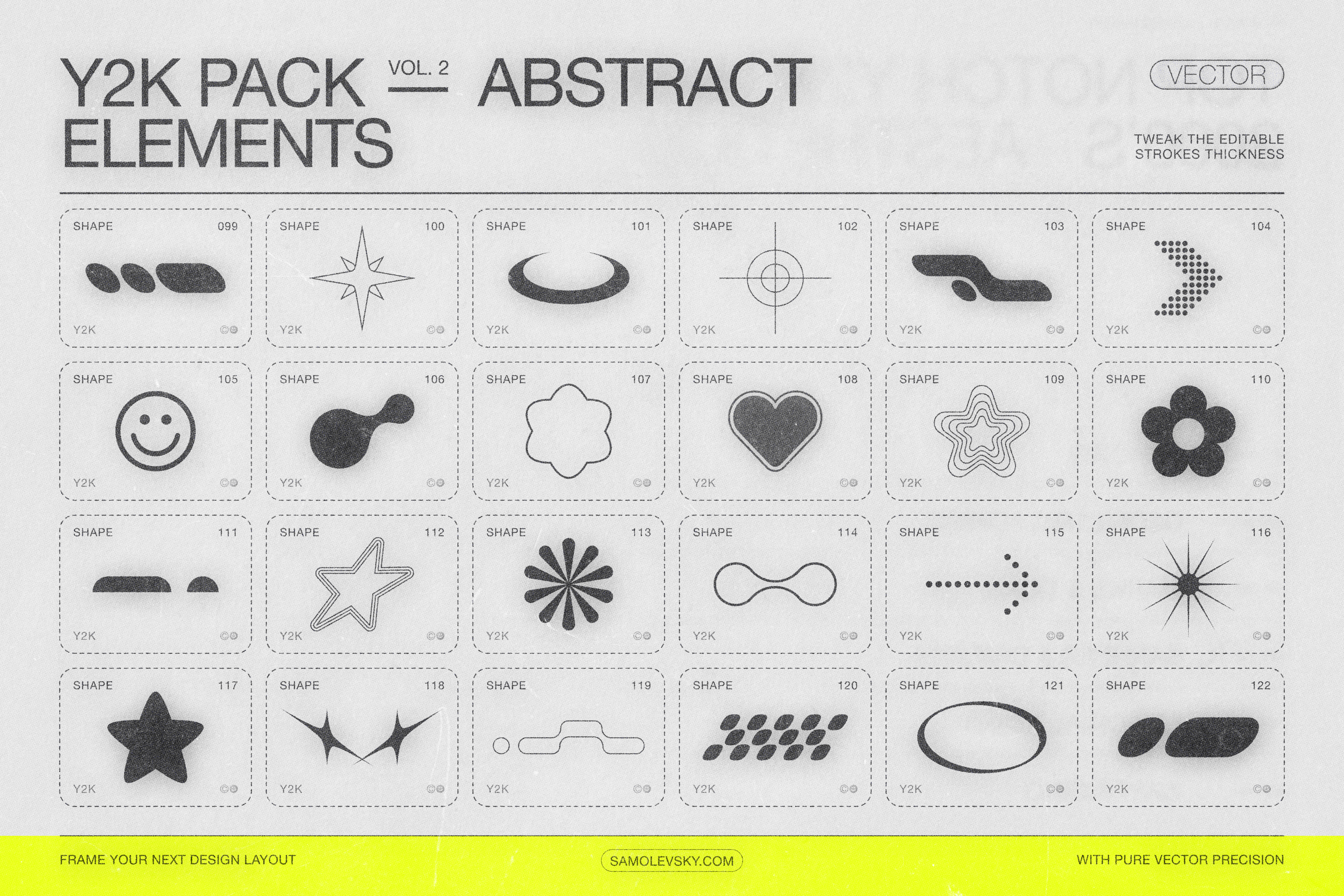 190 Y2K Vector Shapes and Design Elements Pack Vol. 2