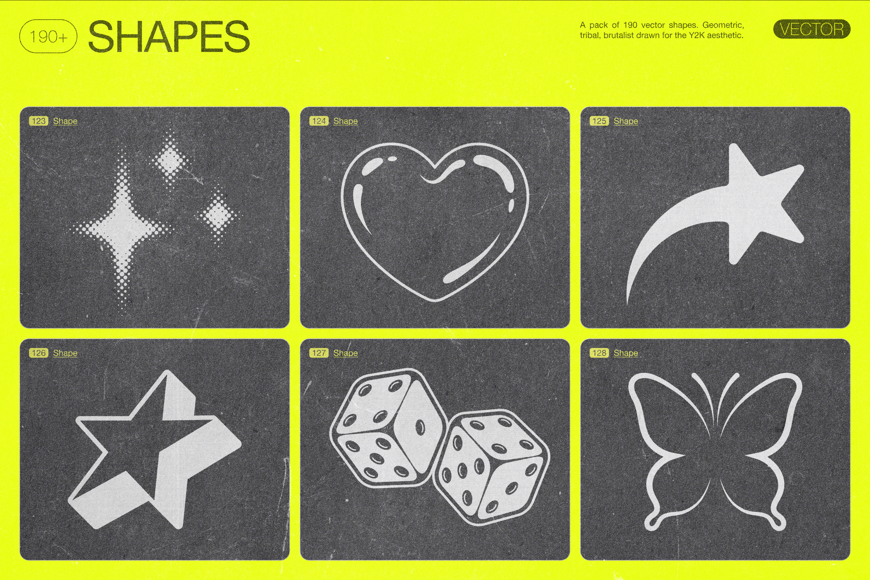 190 Y2K Vector Shapes and Design Elements Pack Vol. 2