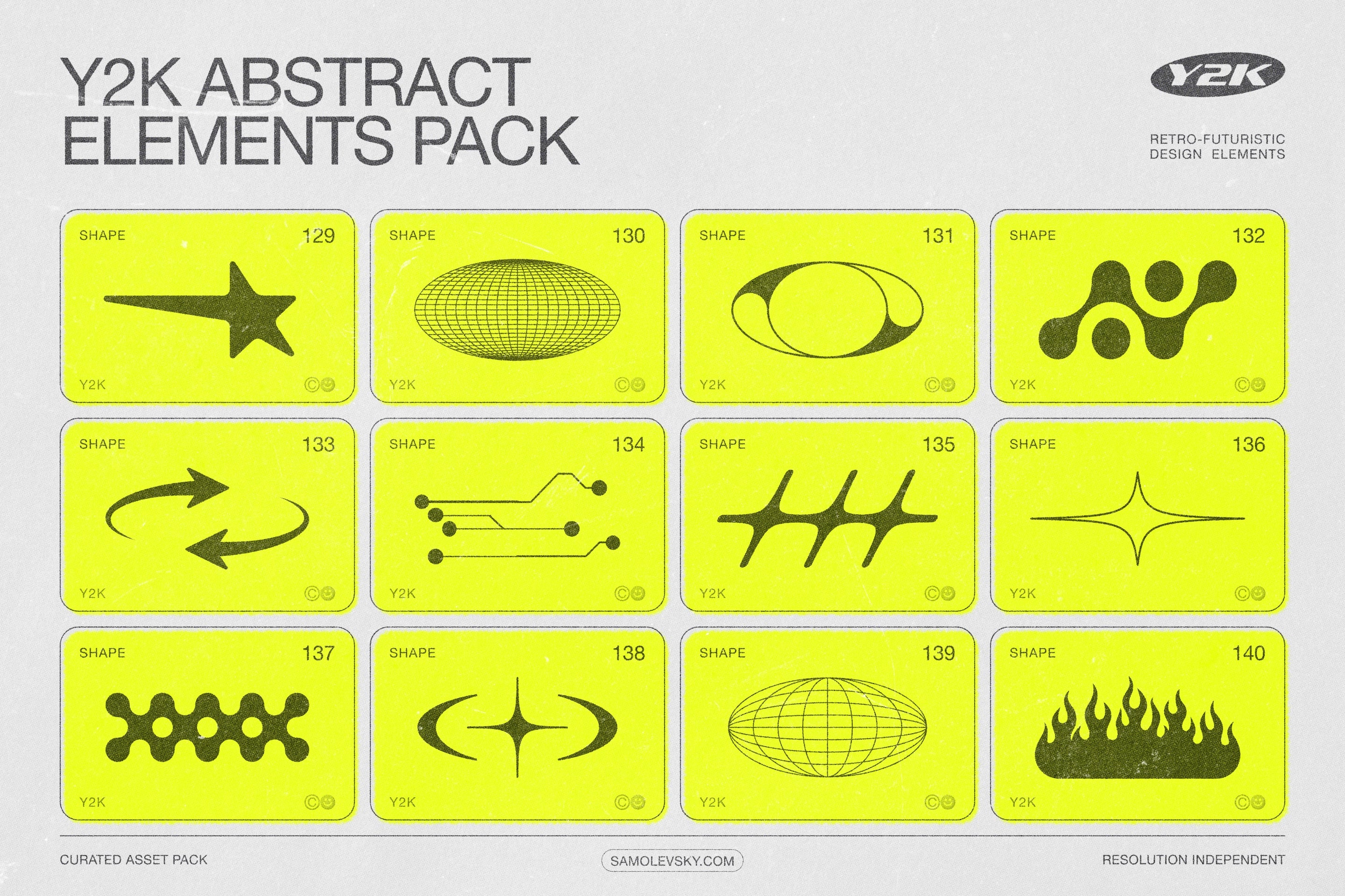 190 Y2K Vector Shapes and Design Elements Pack Vol. 2