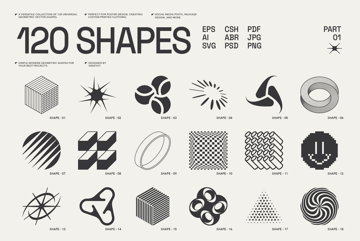 120 Abstract Geometric Shapes. Part 1 – Samolevsky
