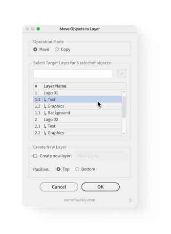 Move Objects to Layer – Samolevsky