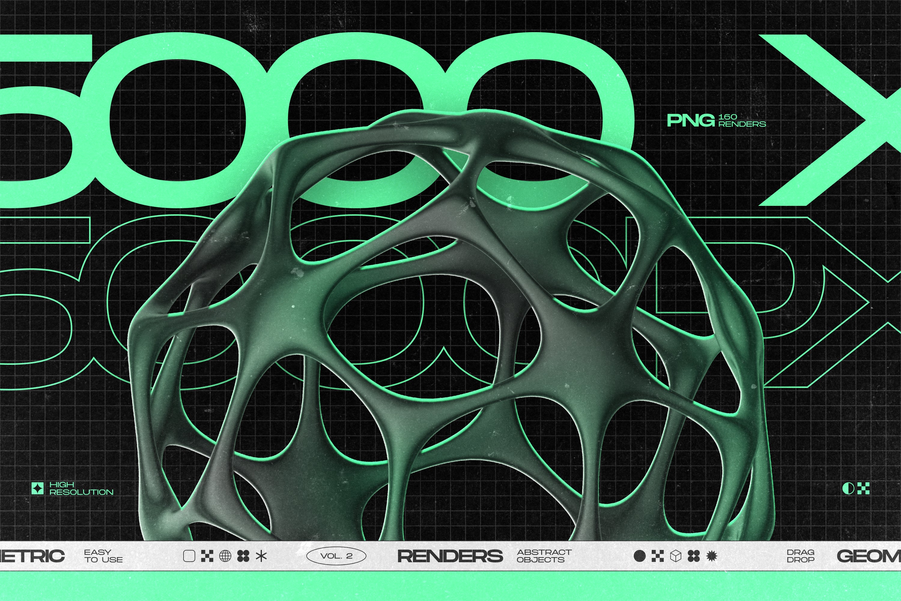 160 Glossy Black 3D Shapes Collection Vol.2