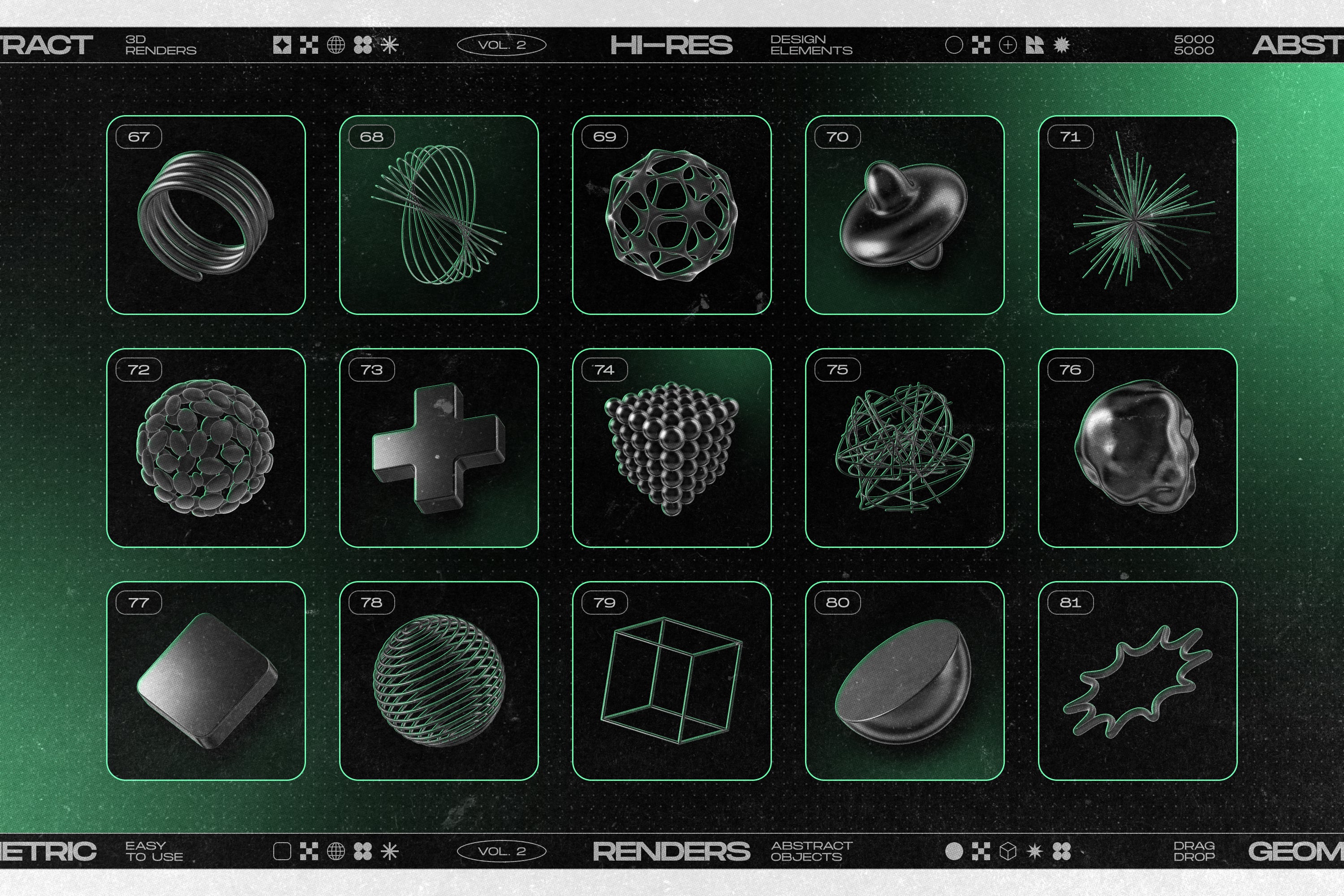 160 Glossy Black 3D Shapes Collection Vol.2