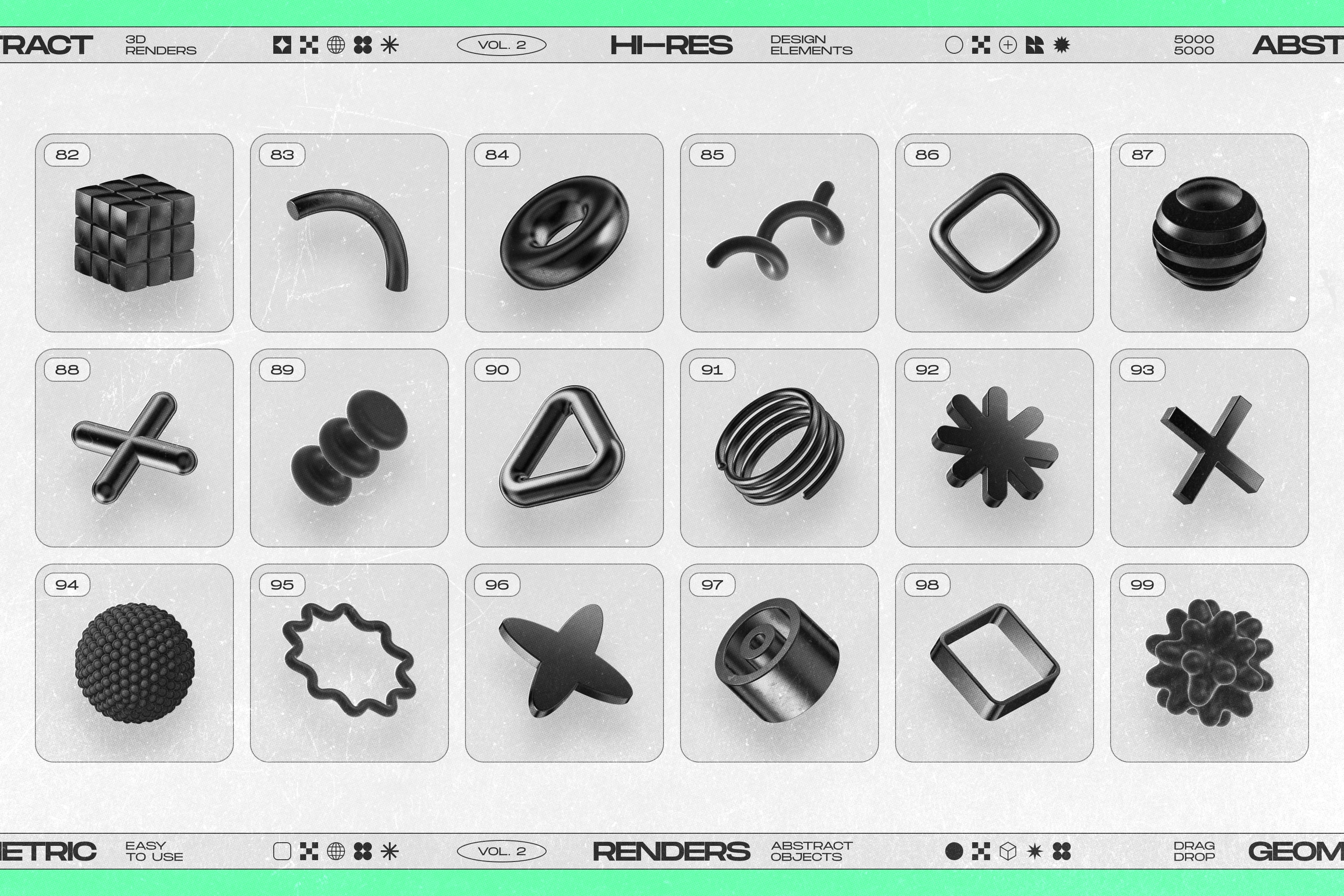 160 Glossy Black 3D Shapes Collection Vol.2