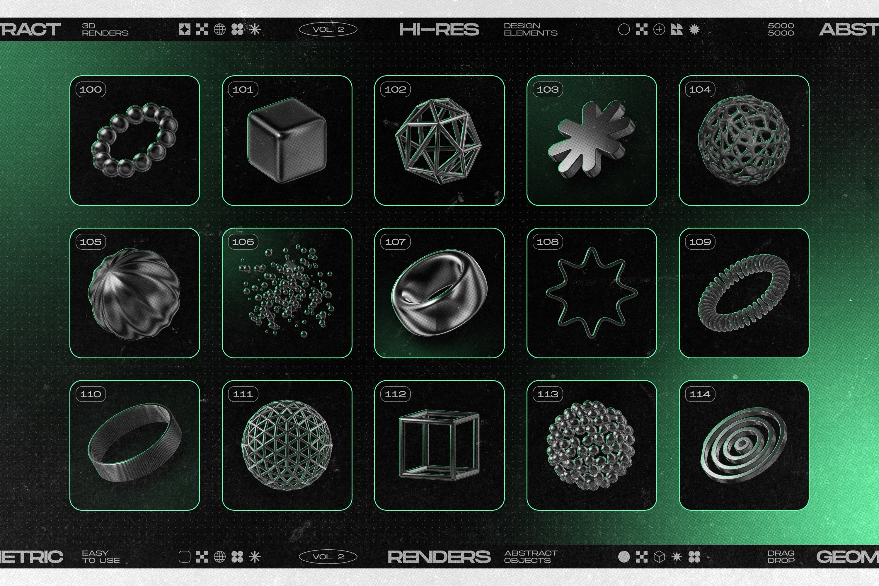 160 Glossy Black 3D Shapes Collection Vol.2