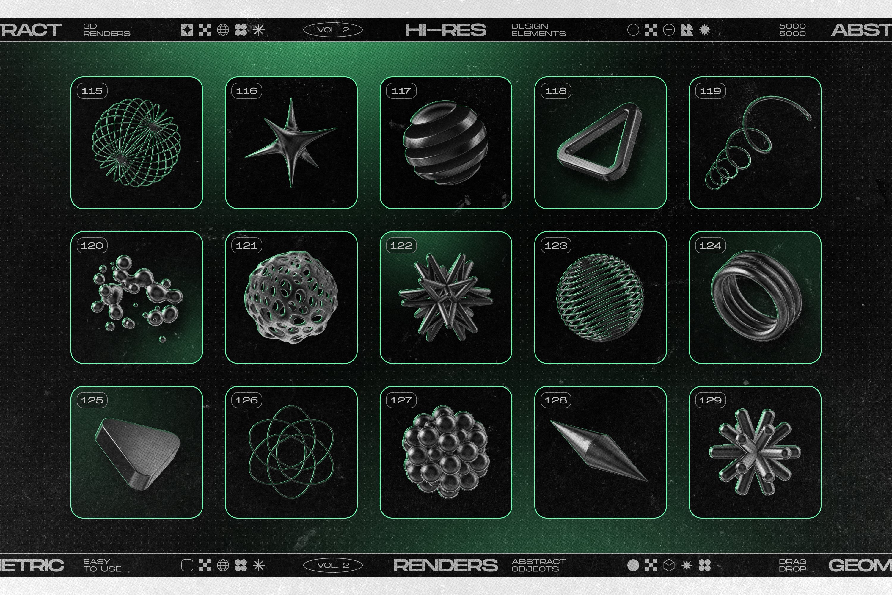 160 Glossy Black 3D Shapes Collection Vol.2