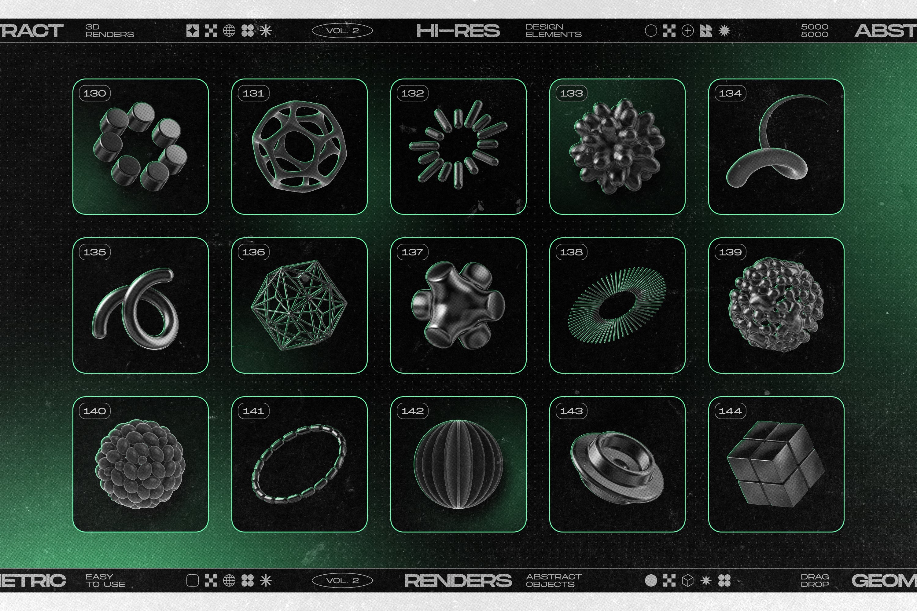 160 Glossy Black 3D Shapes Collection Vol.2