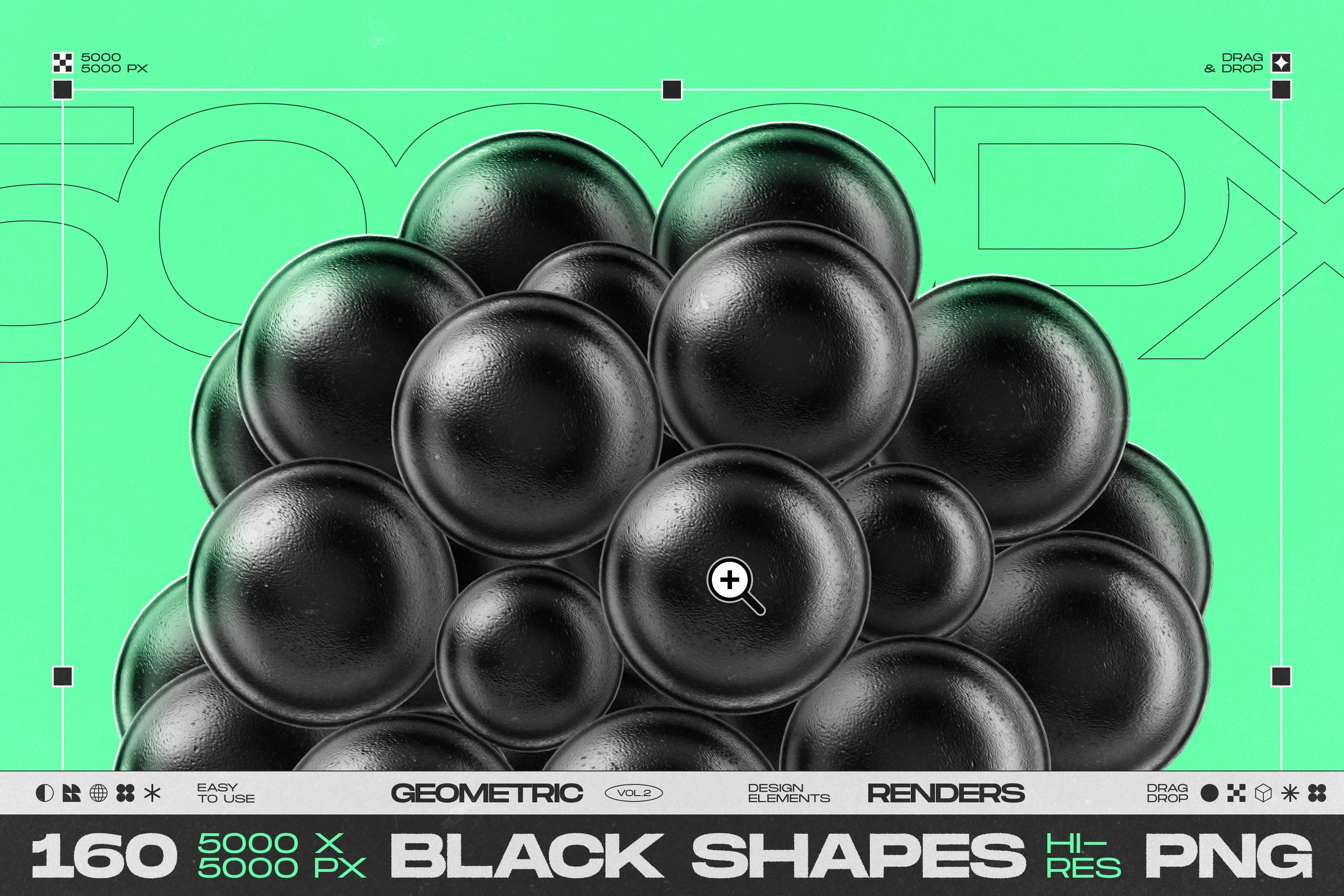 160 Glossy Black 3D Shapes Collection Vol.2