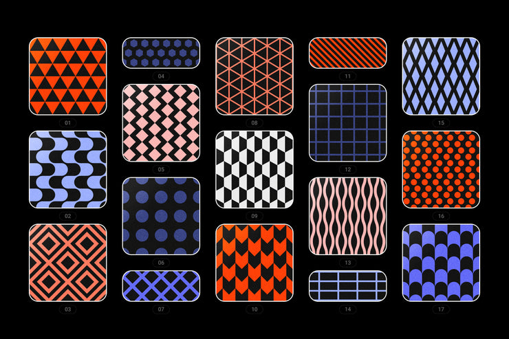 Vibrant geometric seamless patterns collection