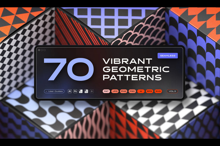 Vibrant geometric seamless patterns collection