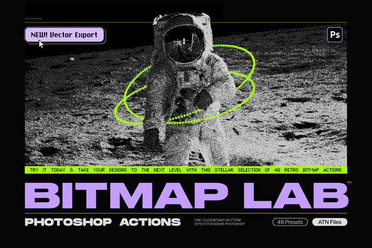 Bitmap LAB – one-click pixel halftone action
