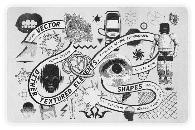82 Vector Dither Textured Clip Arts