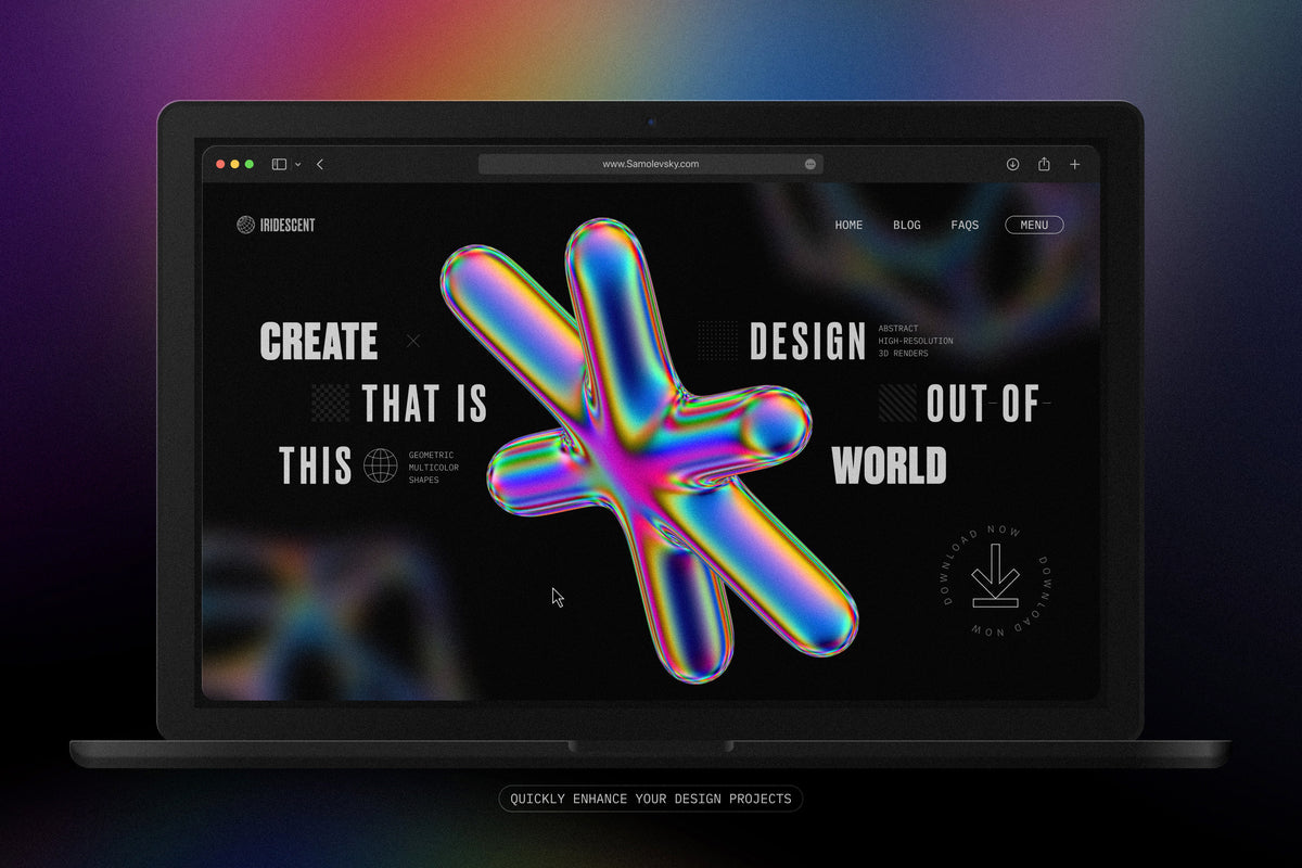 120 Iridescent Geometric 3D Shapes Pack vol.3 – Samolevsky