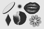 120 Vector Dither Textured Clip Art Shapes Set