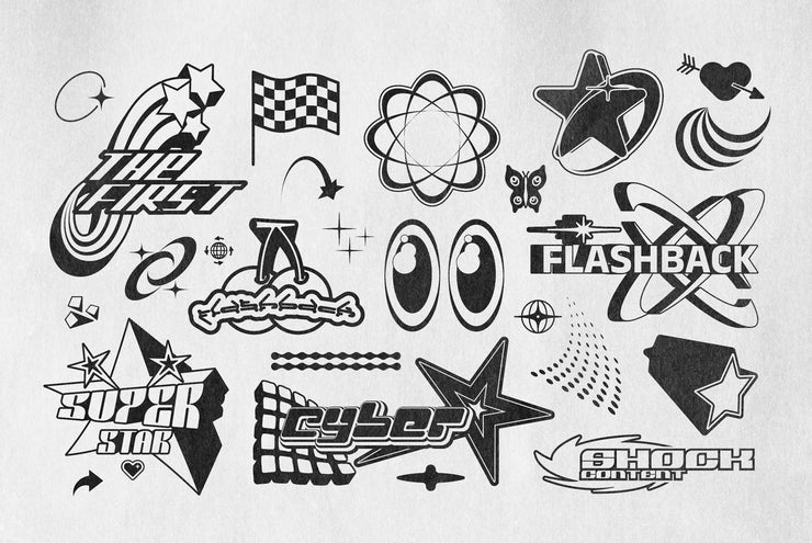Y2K 240 Shapes Badges & Graphic styles – Samolevsky