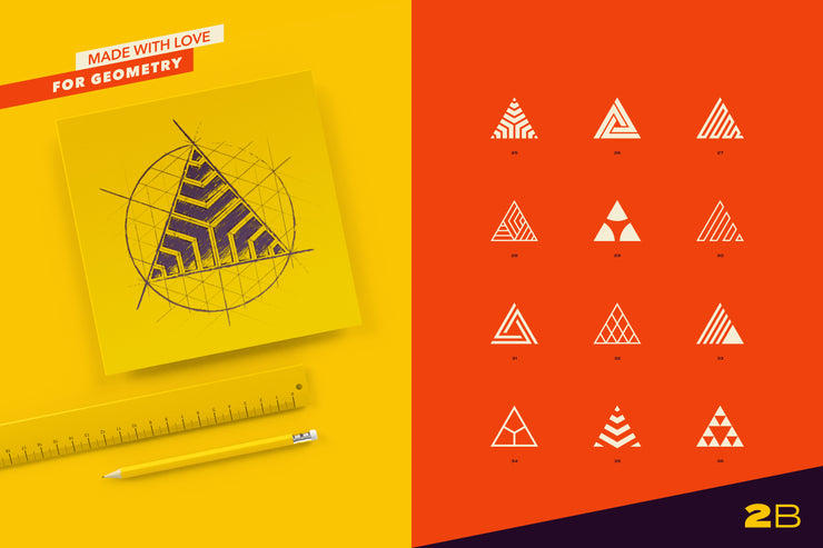 96 Abstract Logo Marks and Geometric Shapes Collection