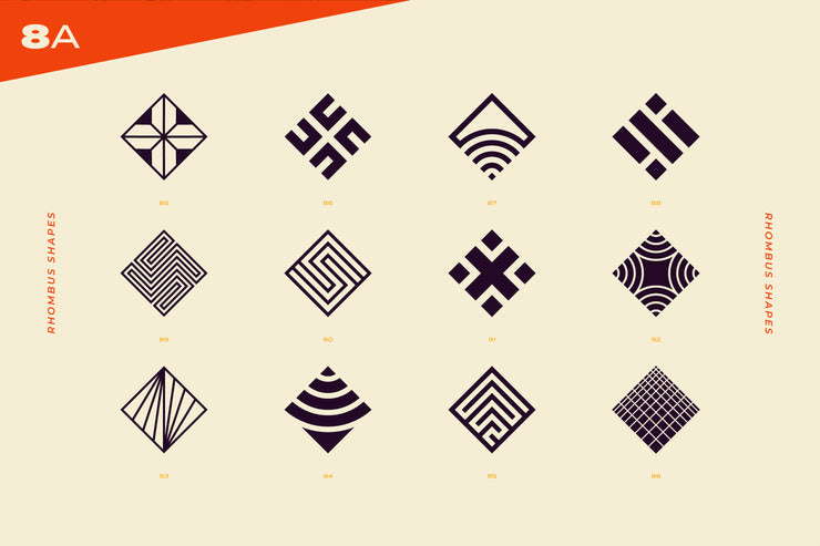 96 Abstract logo marks & geometric shapes collection