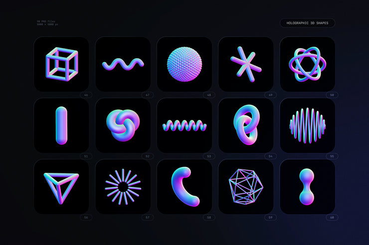 Holographic 3D Shapes Collection
